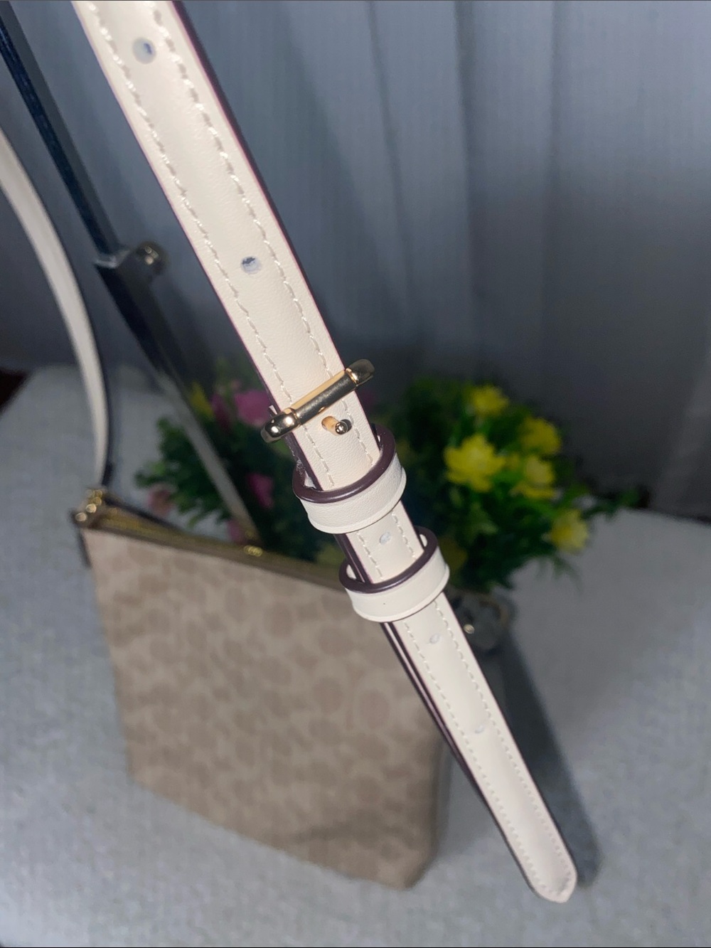 GUC Coach Cream Signature Crossbody Bag with Gold Hardware - Picture 6 of 10